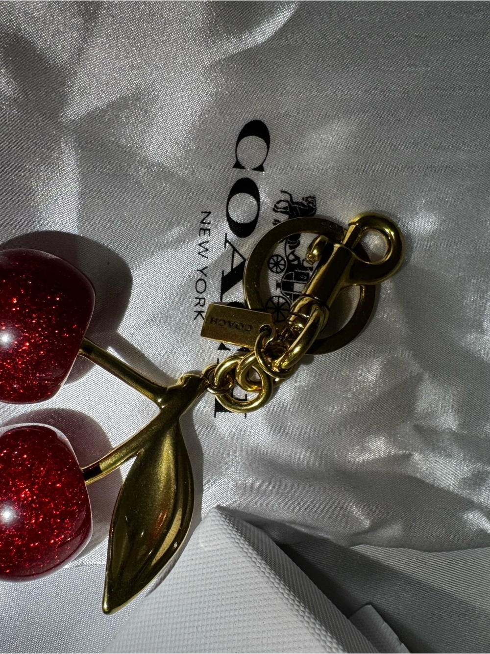 Coach Gold Cherry Charm Key Fob - Picture 2 of 4